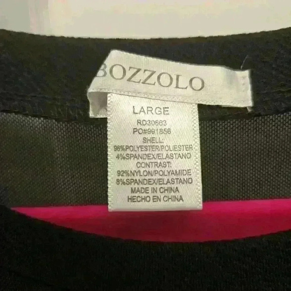 Bozzolo Women's Black Chest See Through Dress,Large - Picture 2 of 5